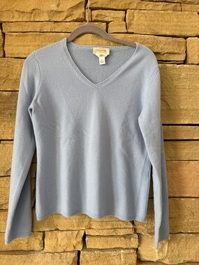 Light Blue Cashmere V-Neck Sweater Talbots. Soft & Cozy *tiny flaw*
